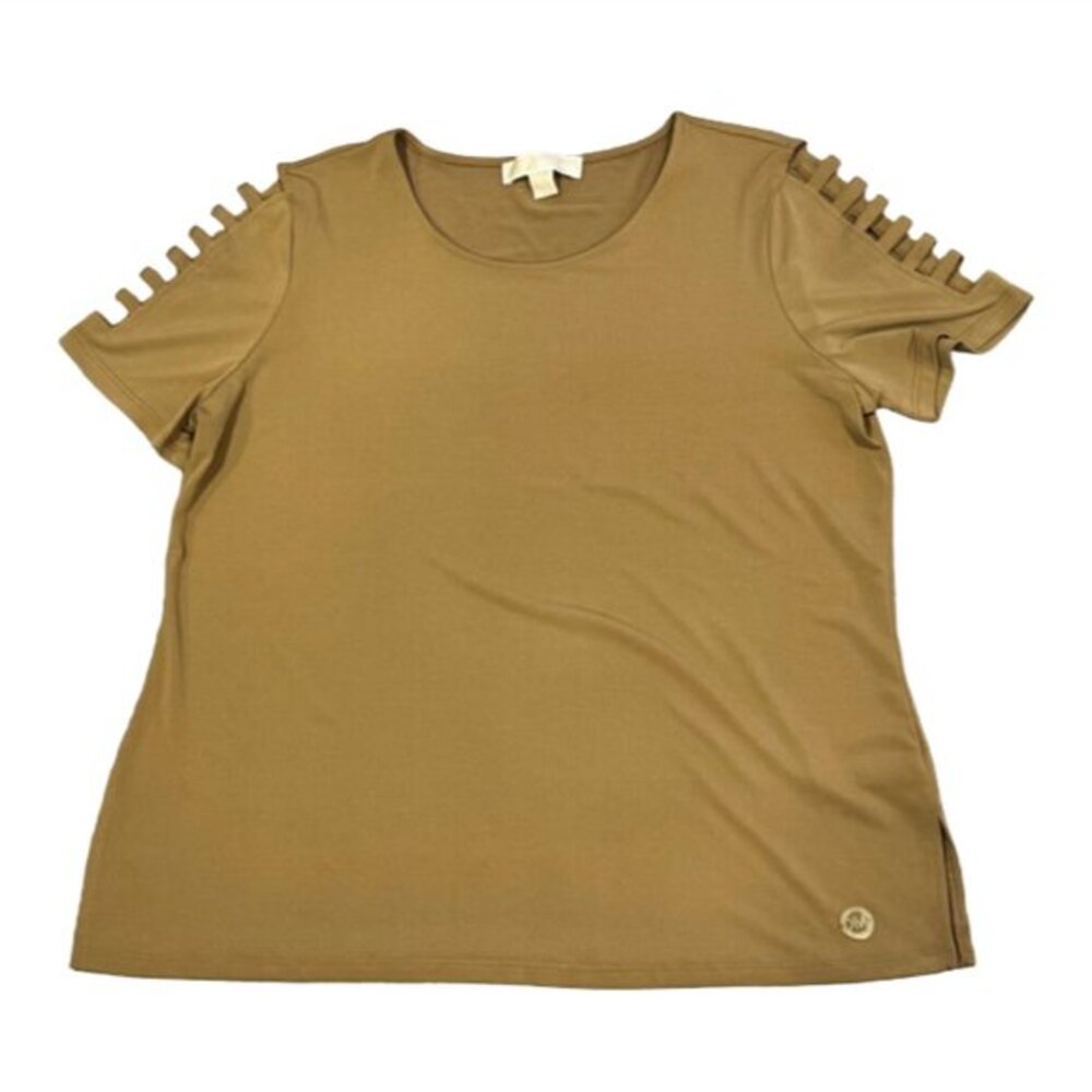 Michael Kors Strappy Cold Shoulder Light Brown Blouse
